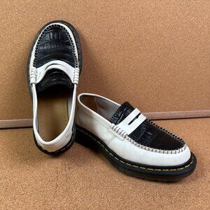 Dr Martens x Stussy Penton Loafer Shoes Black & White Croc Print Sz Womens 5
